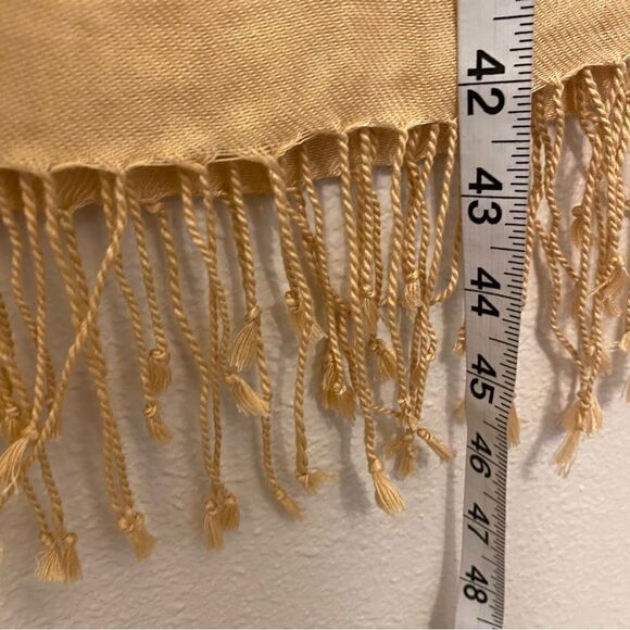 Tan beige large oversized fringe Pashmina Scarf Wrap Shawl 24x96 - Picture 7 of 10
